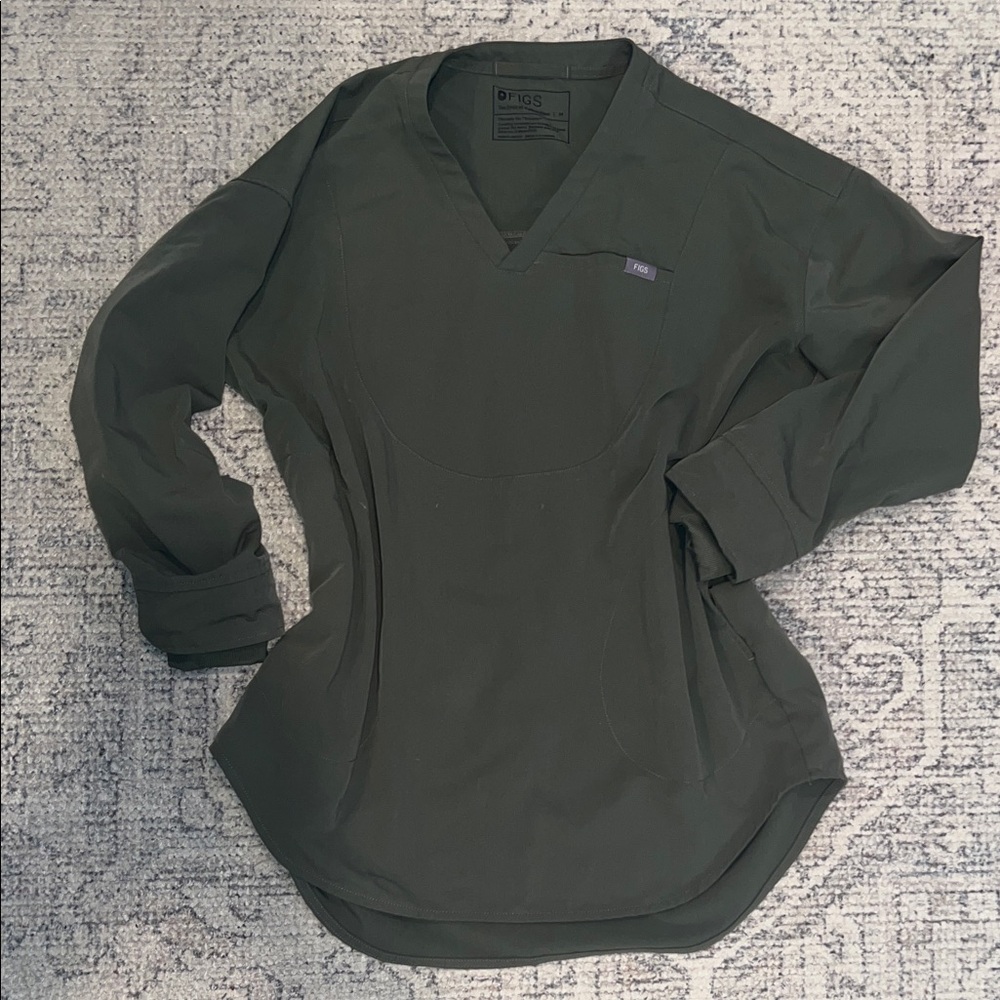 Figs Forest Green V-Neck  Tunic Scrub Top